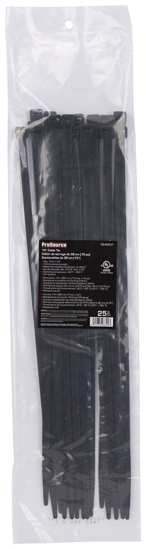 ProSource CV380W-253L Cable Tie, 15 inches, 120lb Tensile Strength, Self-Lock Locking, Nylon, Black
