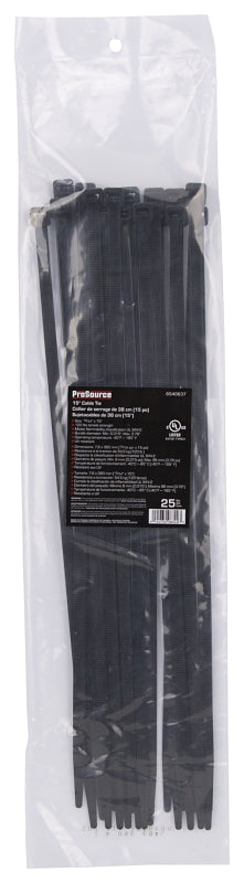 ProSource CV380W-253L Cable Tie, 15 inches, 120lb Tensile Strength, Self-Lock Locking, Nylon, Black