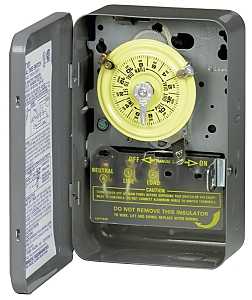 Intermatic T101 Mechanical Timer Switch, 40 A, 120 V, 3 W, Gray, 24 hr Time Setting, 12 On/Off Cycles Per Day Cycle