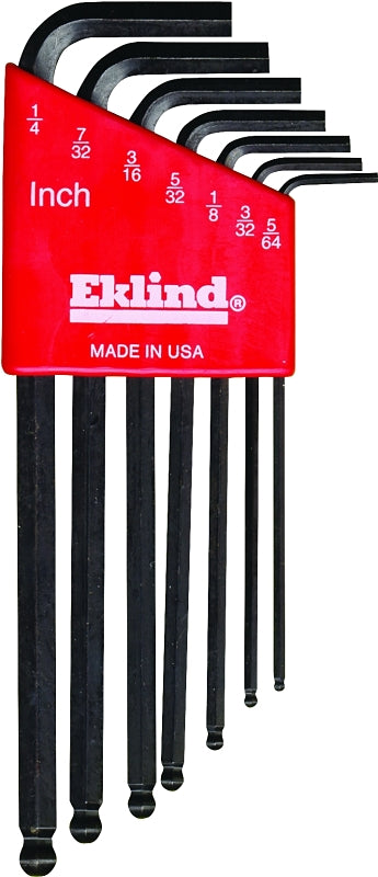 Eklind Hex-L 13207 Ball End Hex Key Set with Holder, 7-Piece, Alloy Steel, Black