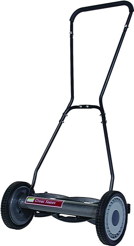 Great States 815-18 Reel Lawn Mower, 18 in W Cutting, 5 -Blade, Smooth Blade, Foam Grip Handle