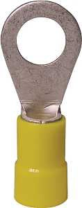 Gardner Bender 10-107 Ring Terminal, 600 V, 12 to 10 AWG Wire, Vinyl Insulation, Copper Contact, 12 to 1/4 in Stud