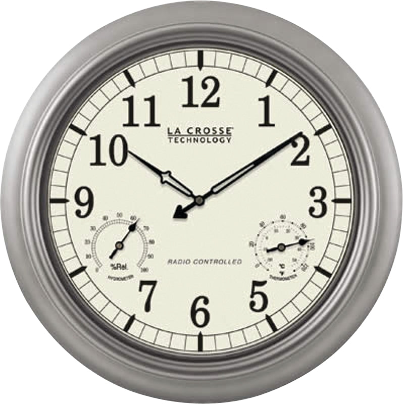 La Crosse WT-3181PL-Q Clock, Round, Silver Frame, Plastic Clock Face, Analog