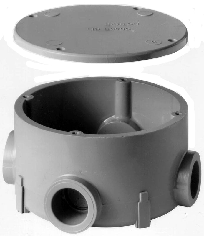 Carlon E970CE-CTN Type X Conduit Body with Cover, 4-Hub, 3/4 in Hub, Female, PVC, Gray