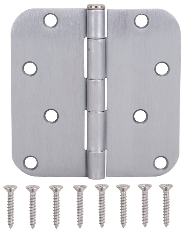 ProSource 20348SCX Door Hinge, 4 in H Door Leaf, 4 in W Door Leaf, 2.2 mm Thick Door Leaf, 4 x 4 in, Steel, Satin Chrome