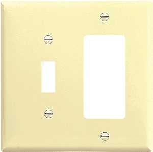 Eaton Wiring Devices 2153V-BOX Combination Wallplate, 4-1/2 in L, 4-9/16 in W, Standard, Thermoset, Ivory