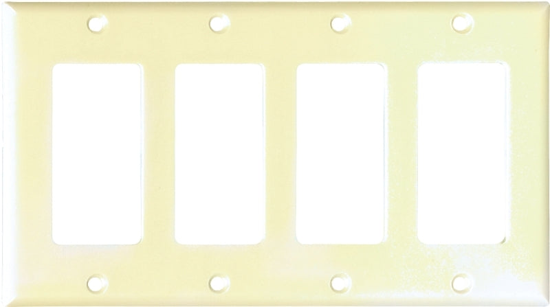Eaton Wiring Devices 2164V-BOX Wallplate, 4-1/2 in L, 8.19 in W, 4-Gang, Thermoset, Ivory, High-Gloss