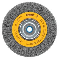 DEWALT DW4905 Wire Wheel Brush, 6 in Dia, 5/8 to 1/2 in Arbor/Shank, Crimped Bristle, 0.014 in Dia Bristle