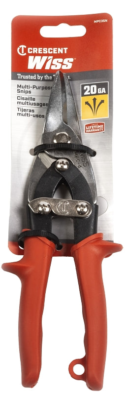 Wiss MPC3N Utility Snip, 9 in OAL, 1-3/8 in L Cut, Straight Cut, Molybdenum Steel Blade, Non-Slip Handle