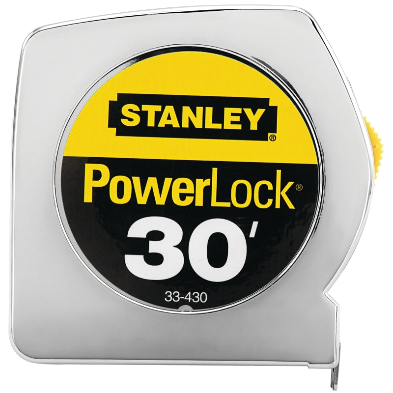 STANLEY PowerLock 33-430THR Tape Measure with BladeArmor, 30 ft L Blade, 1 in W Blade, Steel Blade, ABS Case