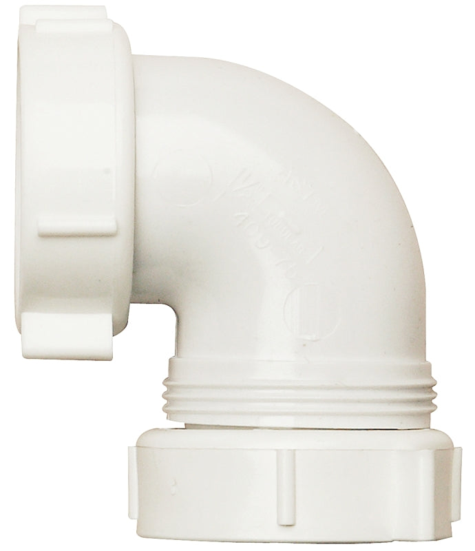 Plumb Pak PP66-10W Drain Pipe Elbow, 1-1/2 in, Slip-Joint, 90 deg Angle, PVC, White