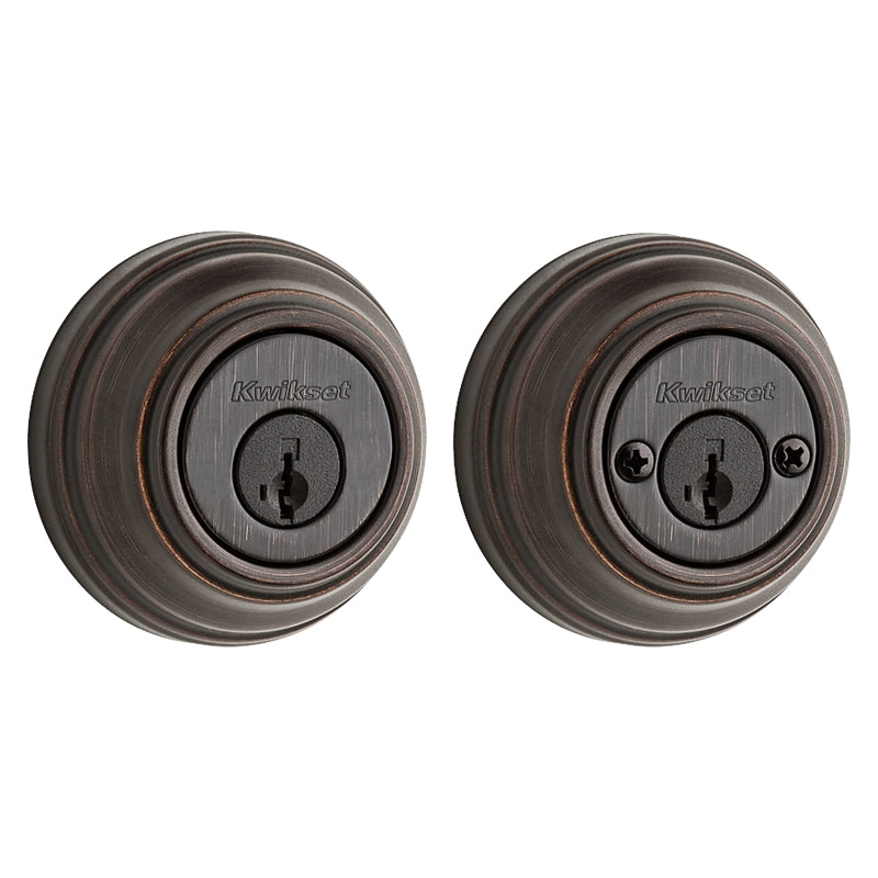 Kwikset 98511PSMTCP Deadbolt, 1 Grade, Keyed Alike Key, Steel, Venetian Bronze, 2-3/8 to 2-3/4 in Backset