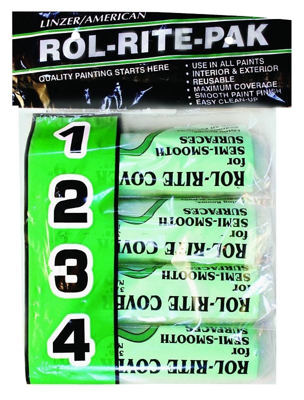 Linzer 9384 Roller Cover, 3/8 in Thick Nap, 9 in L, Polyester Cover, Green