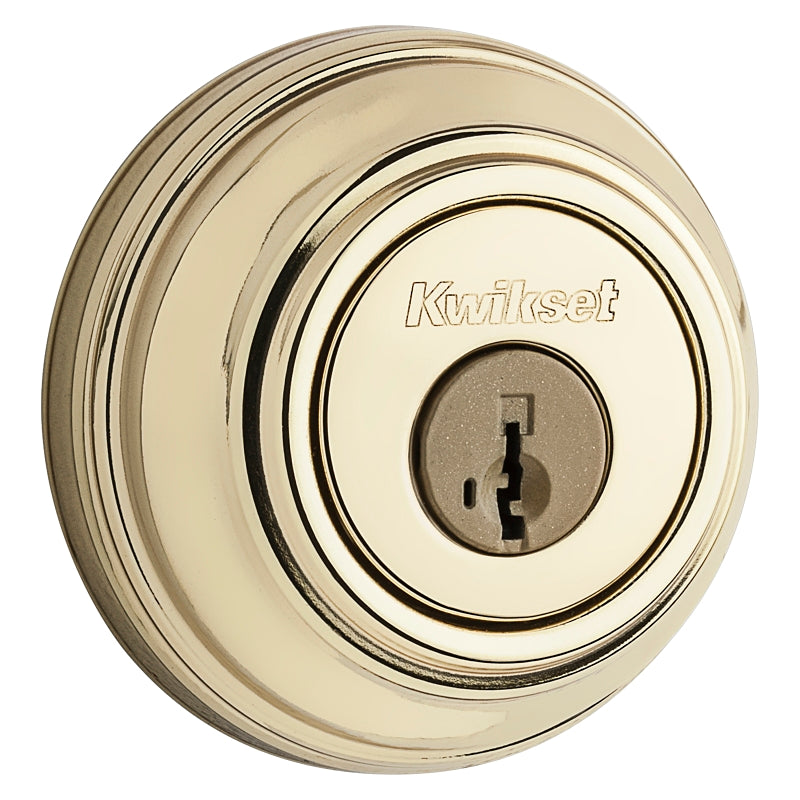 Kwikset 99800-120 Deadbolt, 1 Grade, Metal, Polished Brass, 2-3/8 to 2-3/4 in Backset, KW1, K4 Keyway