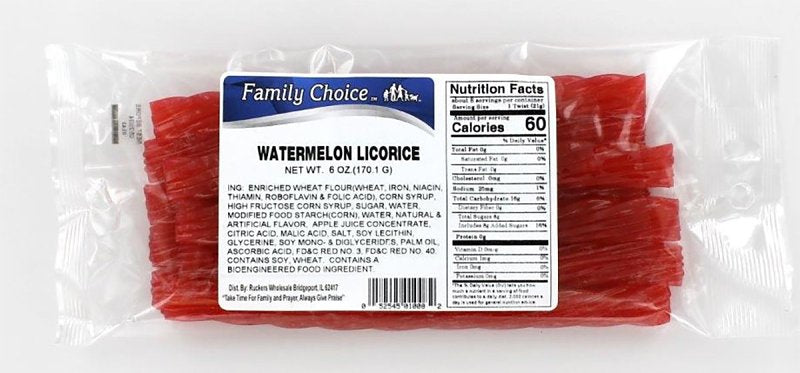 Family Choice 1008 Licorice, Watermelon, 6 oz, Pack of 12
