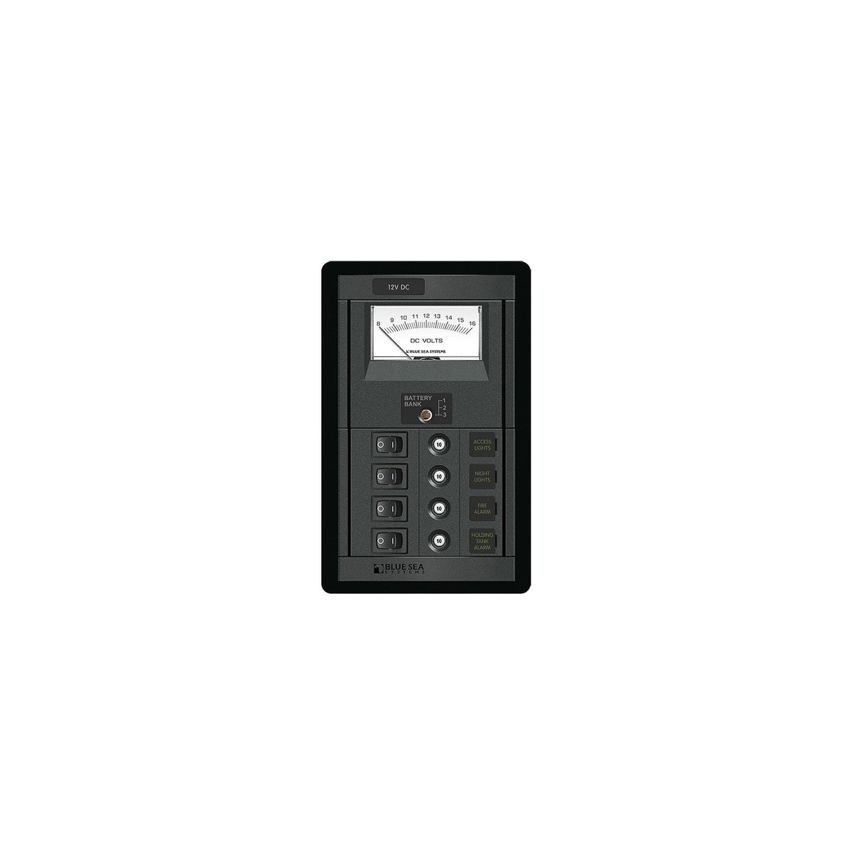 Blue Sea Systems 1459 4 Position Switch CLB + Meter Vertical Panel