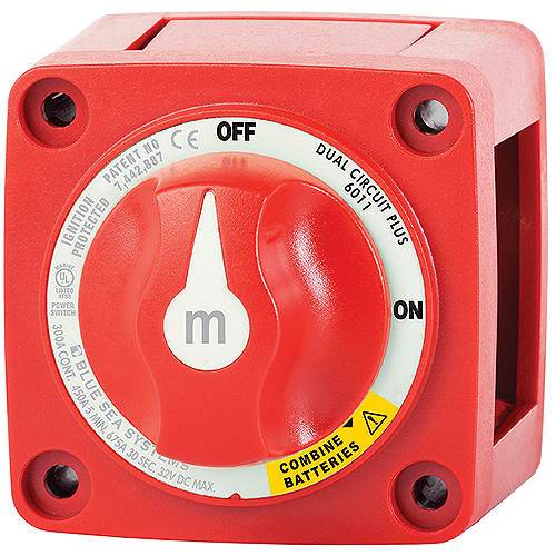 Blue Sea 6011200 M Series Dual Circuit Plus On-Off-Both Battery Switch, Black