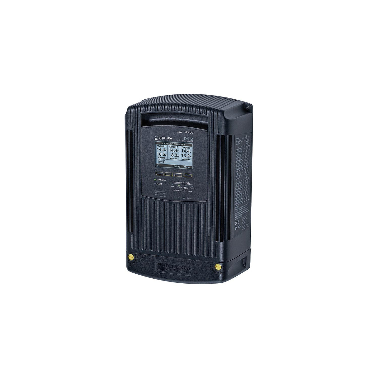 Blue Sea Systems P12 12V DC Four Stage, Three Output Dry Mount Battery Charger