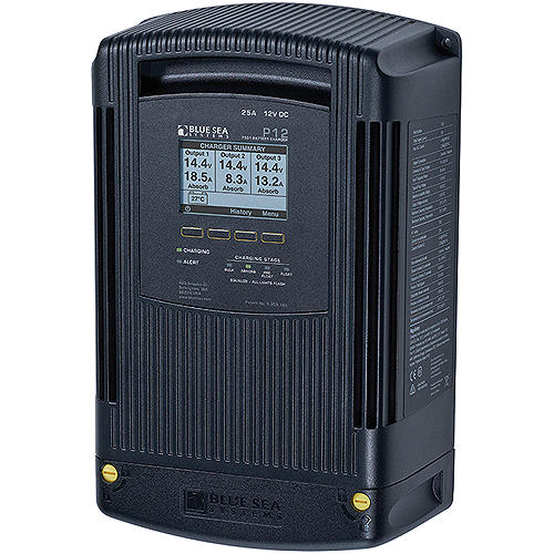 Blue Sea Systems P12 12V DC Four Stage, Three Output Dry Mount Battery Charger