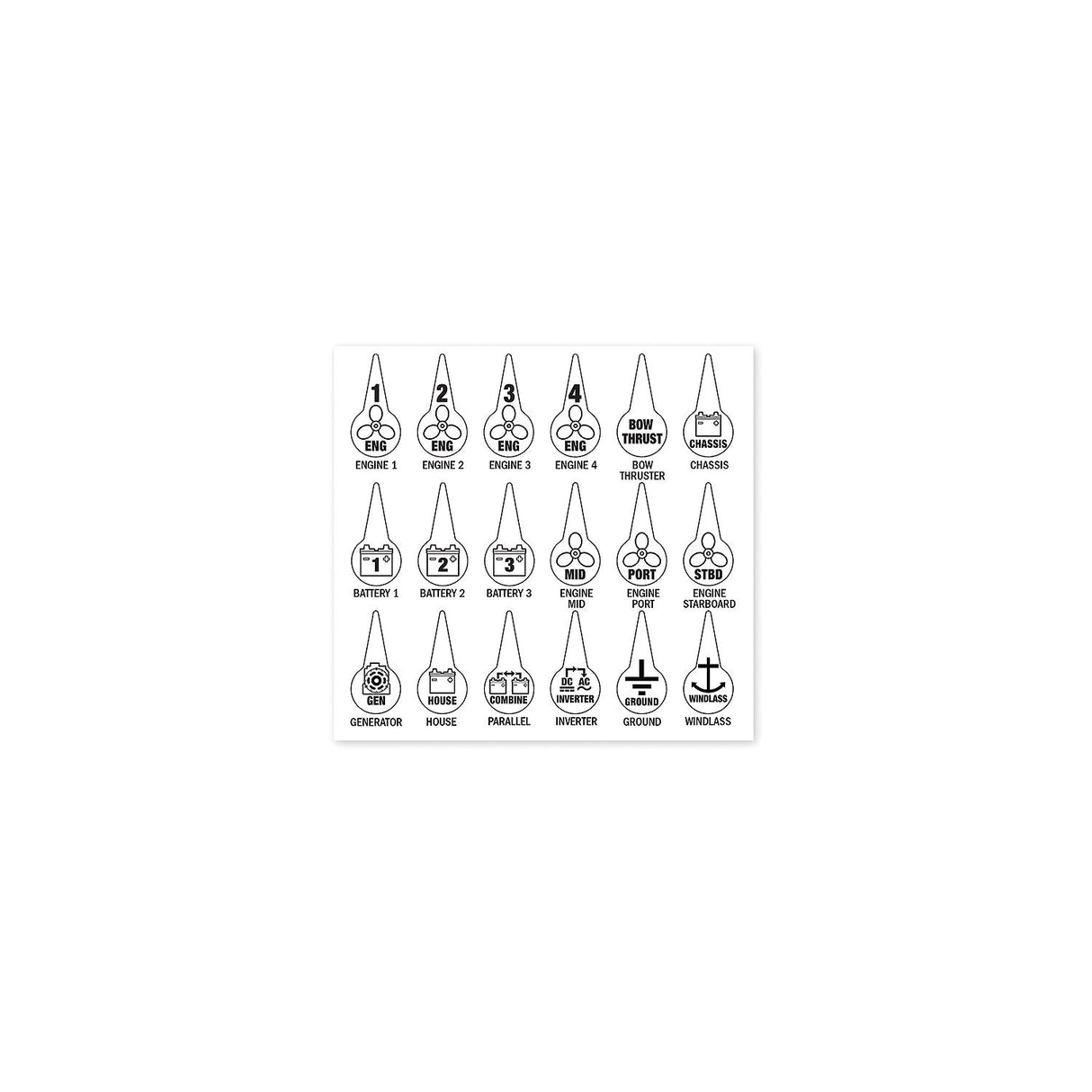 Blue Sea 7902 Battery Switch Icon Label Kit
