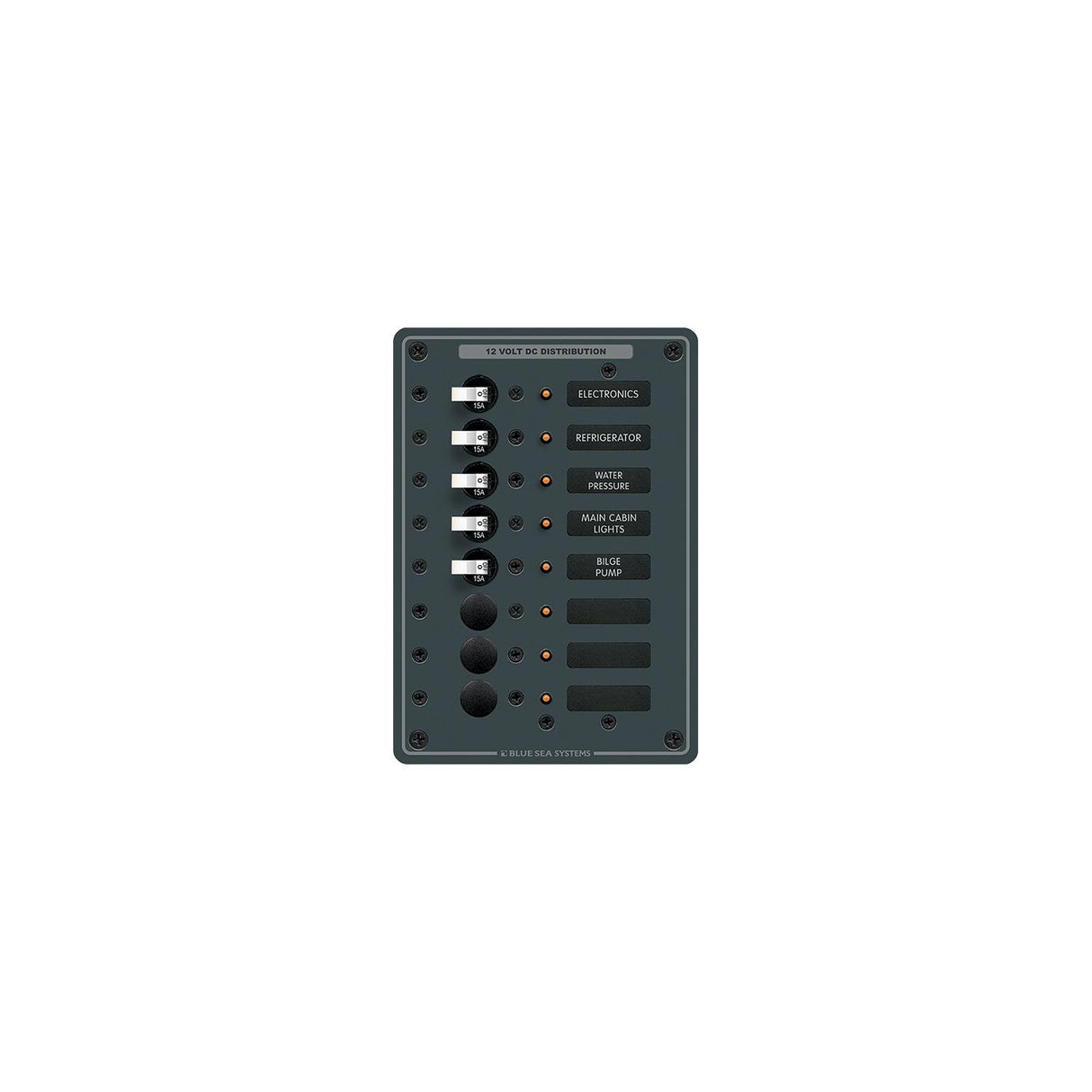 Blue Sea Systems 8023 Traditional Metal DC Circuit Breaker Panel - 8 Positions