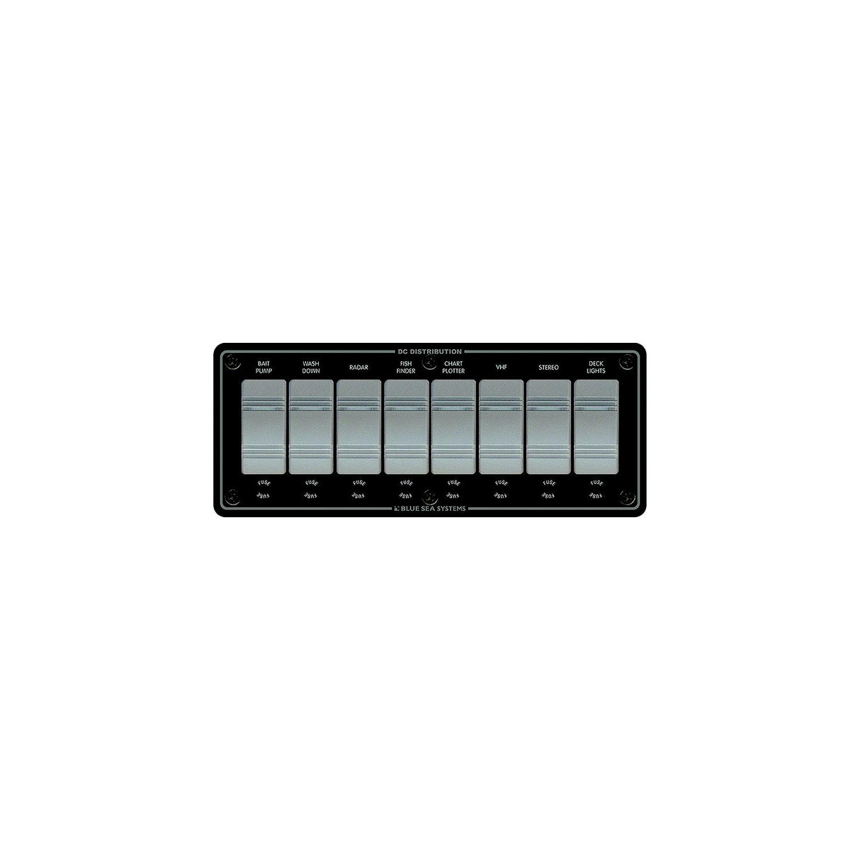 Blue Sea Systems 8261 Contura Water Resistant 12V DC 8 Position Panel, Gray