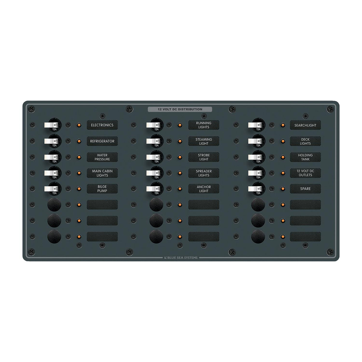 Blue Sea Systems 8264 Traditional Metal DC Circuit Breaker Panel - 24 Positions