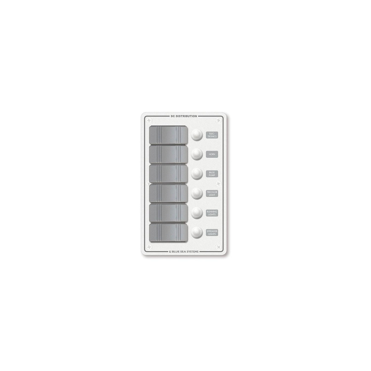 Blue Sea Systems 8273 Contura Water Resistant 12V DC Circuit Breaker Panel - 6 Positions, White