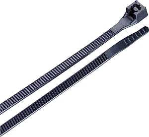 Gardner Bender 46-315UVB Cable Tie, Double-Lock Locking, 6/6 Nylon, Black, 14 in L, 100/PK