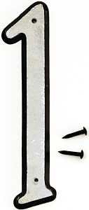 Hy-Ko 30600 Series 30601 Reflective House Number, Character: 1, 4 in H Character, Black/White Character, Plastic, Pack of 10