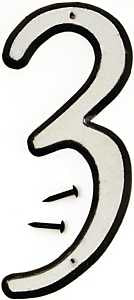 Hy-Ko 30600 Series 30603 Reflective House Number, Character: 3, 4 in H Character, Black/White Character, Plastic, Pack of 10
