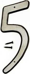 Hy-Ko 30600 Series 30605 Reflective House Number, Character: 5, 4 in H Character, Black/White Character, Plastic, Pack of 10
