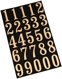 Hy-Ko MM-5N Self-Adhesive Packaged Number Set, 3 in H Character, Gold Character, Black Background, Vinyl