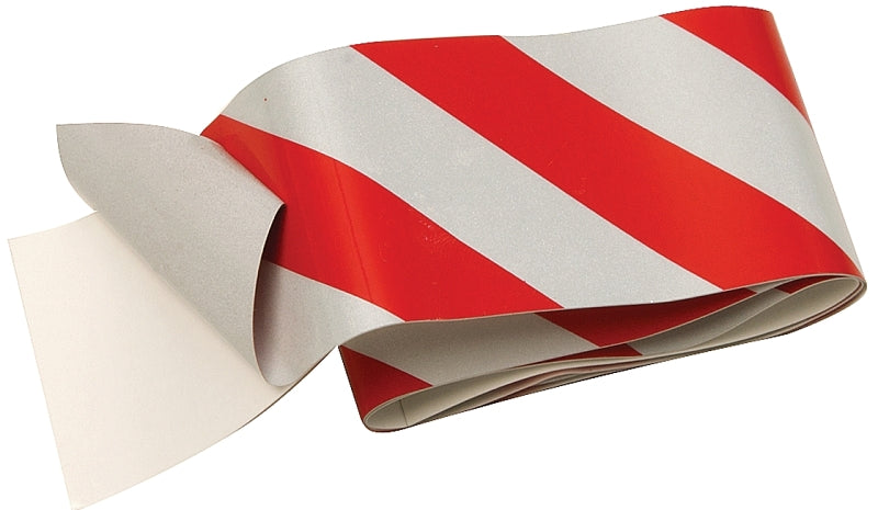 Hy-Ko TAPE-2 Self-Adhesive Reflective Safety Tape, 24 in L, 2 in W, Vinyl Backing, Red/Silver, Pack of 5