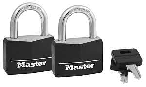 Master Lock 141T Padlock, Keyed Alike Key, 1/4 in Dia Shackle, 7/8 in H Shackle, Steel Shackle, Brass Body