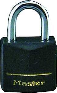 Master Lock 131Q Padlock, 1-3/16 in W Body, Keyed Alike Key, 3/16 in Dia Shackle, Steel Shackle, Brass Body