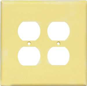 Eaton Wiring Devices 2750V-BOX Receptacle Wallplate, 5-1/4 in L, 5-5/16 in W, 2 -Gang, Thermoset, Ivory, Pack of 10