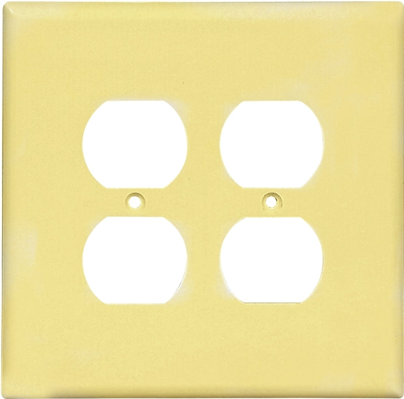 Eaton 2750V-BOX Duplex Oversize Receptacle Wallplate, 5-1/4 in L, 5-5/16 in W, 2-Gang, Thermoset, Ivory, High-Gloss, Pack of 10