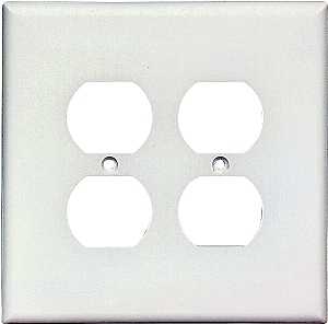 Eaton Wiring Devices 2750W-BOX Receptacle Wallplate, 5-1/4 in L, 5-5/16 in W, 2 -Gang, Thermoset, White, Pack of 10