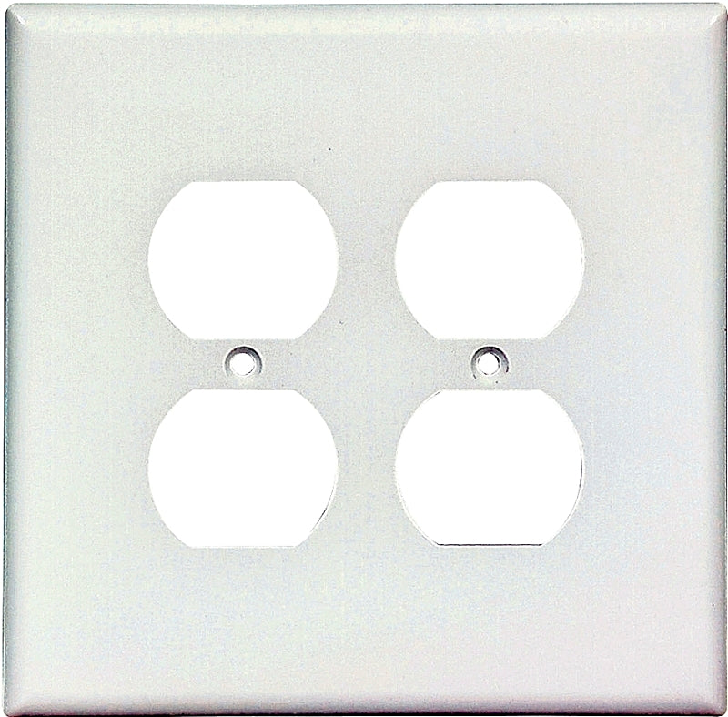Eaton 2750W-BOX Duplex Oversize Receptacle Wallplate, 5-1/4 in L, 5-5/16 in W, 2-Gang, Thermoset, White, High-Gloss, Pack of 10