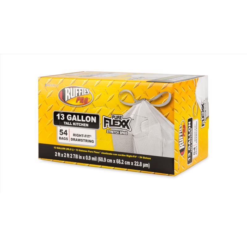 Ruffies Pro 13 gal Tall Kitchen Bags Drawstring 54 pk, Pack of 6