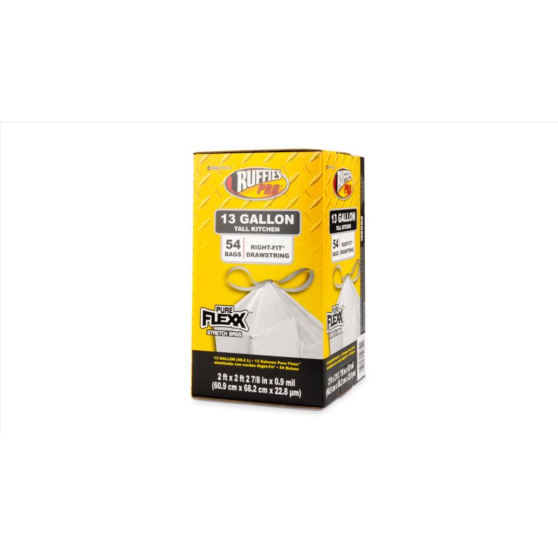 Ruffies Pro 13 gal Tall Kitchen Bags Drawstring 54 pk, Pack of 6