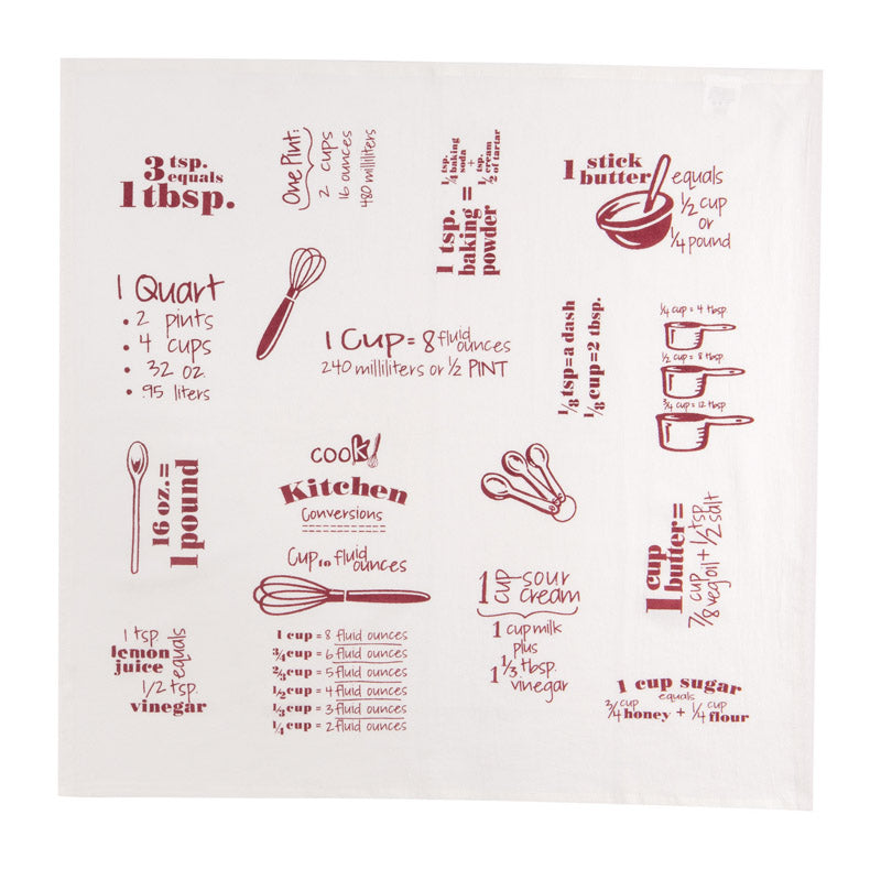 Kay Dee Cooks Kitchen Marsala Cotton Conversions & Equivalents Krinkle Flour Sack Towel 1 pk, Pack of 6