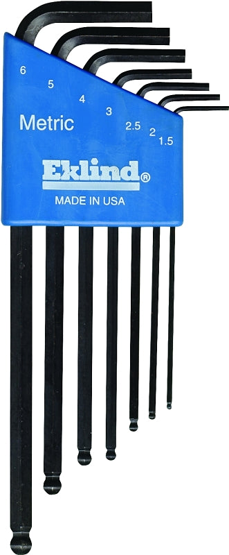 Eklind Hex-L 13607 Ball End Hex Key Set with Holder, 7-Piece, Alloy Steel, Black