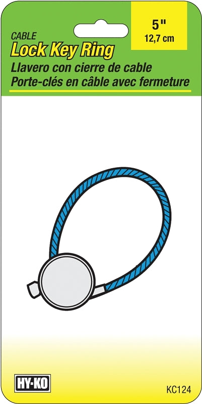 Hy-Ko KC124 Key Ring, 5-1/2 in L x 2-3/4 in W x 1/4 in H Dimensions, Nylon-Coated, Cable
