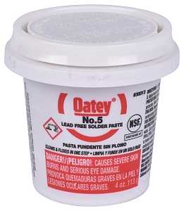 Oatey 30013 Series Flux, Applicable Materials: Brass, Copper, Copper Coated Metal, Galvanized Iron, Lead, Tin, 4 oz