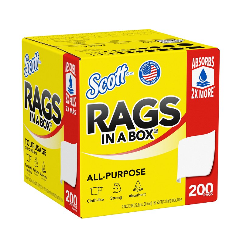 Scott 75260 Painter's Rag, 10 x 12 in, Cellulose Fiber, White