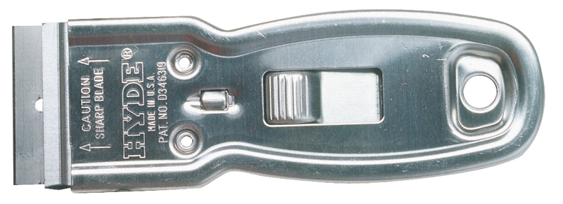 Hyde Delta 13000 Glass Scraper, 7/8 in W Blade, Straight Blade, Carbon Steel Blade, Steel Handle, Ergonomic Handle