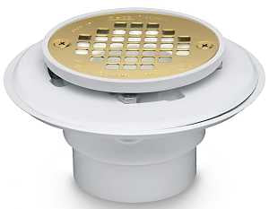 Oatey 42404 Shower Drain, PVC, White, Specifications: Screw-In Cover Design, For: 2 in and 3 in Pipes