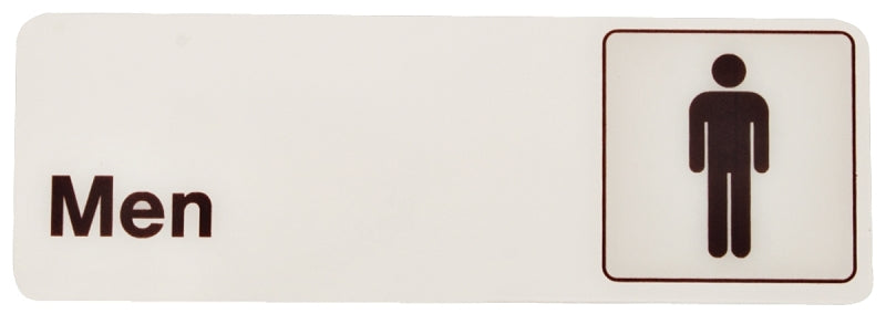 Hy-Ko D-4 Graphic Sign, Rectangular, Men, Dark Brown Legend, White Background, Plastic, 3 in W x 9 in H Dimensions, Pack of 5